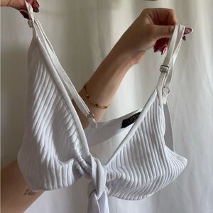 White Ribbed Crop Top